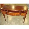 Image 2 : MAHOGANY 3 DRAWER VANITY DESK WITH BURLED EDGE