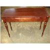 Image 3 : MAHOGANY 3 DRAWER VANITY DESK WITH BURLED EDGE