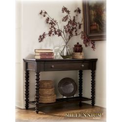 NEW ASHLEY DARK FINISH FLIP OPEN CONSOLE TABLE RETAIL $1299