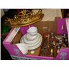 Image 1 : CORELLE DISHES, CUTLERY, AND SHELF