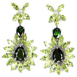 NATURAL GREEN CHROME DIOPSIDE & PERIDOT  Earrings