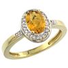 Image 1 : Natural 1.08 ctw Whisky-quartz & Diamond Engagement Ring 14K Yellow Gold - REF-30N9G