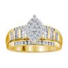Image 1 : 0.53 CTW Diamond Oval Cluster Bridal Engagement Ring 10KT Yellow Gold - REF-41H9M