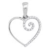 Image 1 : 0.11 CTW Diamond Clef Heart Pendant 10KT White Gold - REF-8X2Y