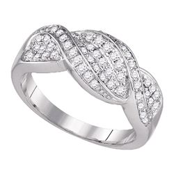 0.50 CTW Diamond Crossover Ring 14k White Gold - REF-75W2K