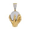 Image 1 : 0.70 CTW Mens Diamond Hand World Cluster Charm Pendant 10KT Yellow Gold - REF-67Y4X