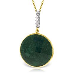 Genuine 23.08 ctw Green Sapphire Corundum & Diamond Necklace Jewelry 14KT Yellow Gold - REF-51F4Z