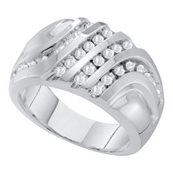 0.50 CTW Mens Diamond Four Row Cluster Ring 10KT White Gold - REF-49H5M