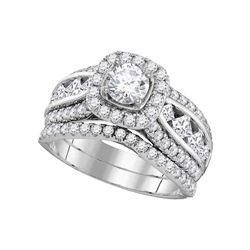 2.25 CTW Diamond Halo Bridal Engagement Ring 14KT White Gold - REF-449H9M