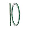 Image 1 : 3 CTW Emerald Large Slender In/Out Hoop Earrings 14KT White Gold - REF-134Y9X