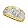 Image 1 : 0.50 CTW Mens Diamond Wedding Anniversary Ring 10KT Yellow Two-tone Gold - REF-44W9K