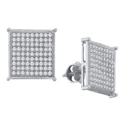 0.50 CTW Diamond Square Cluster Screwback Earrings 10KT White Gold - REF-33W8K