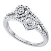 Image 1 : 0.25 CTW Diamond Double Heart Cluster Ring 10KT White Gold - REF-24F2N