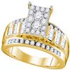 Image 1 : 0.92 CTW Diamond Rectangle Cluster Bridal Engagement Ring 10KT Yellow Gold - REF-70K4W