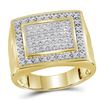 Image 1 : 0.50 CTW Mens Diamond Square Cluster Ring 10KT Yellow Gold - REF-44H9M