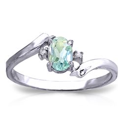 Genuine 0.46 ctw Aquamarine & Diamond Ring Jewelry 14KT White Gold - REF-29Y3F