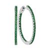 Image 1 : 2 CTW Emerald Hoop Earrings 14KT White Gold - REF-97M4H