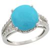 Image 1 : Natural 5.34 ctw Turquoise & Diamond Engagement Ring 10K White Gold - REF-50A2V