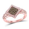 Image 1 : 0.33 CTW Red Color Diamond Square Fashion Ring 10KT Rose Gold - REF-26X9Y