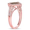 Image 2 : 0.33 CTW Red Color Diamond Square Fashion Ring 10KT Rose Gold - REF-26X9Y