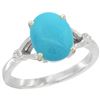 Image 1 : Natural 2.41 ctw Turquoise & Diamond Engagement Ring 14K White Gold - REF-40Z6Y