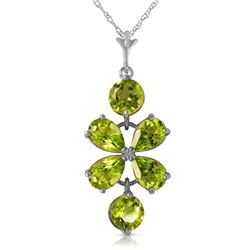 Genuine 3.15 ctw Peridot Necklace Jewelry 14KT White Gold - REF-30M3T