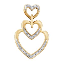 0.06 CTW Diamond Triple Trinity Heart Love Pendant 10KT Yellow Gold - REF-10X5Y