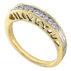 0.20 CTW Diamond I Love You Ring 10KT Yellow Gold - REF-19F4N