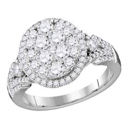 1.53 CTW Diamond Cluster Bridal Engagement Ring 14KT White Gold - REF-149Y9X