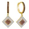 Image 1 : 0.50 CTW Cognac-brown Color Diamond Diagonal Earrings 10KT Yellow Gold - REF-30N2F