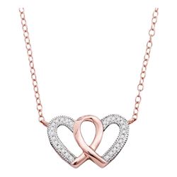 0.10 CTW Diamond Double Heart Awareness Ribbon Pendant 10KT Rose Gold - REF-14Y9X