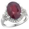 Image 1 : Natural 6.41 ctw ruby & Diamond Engagement Ring 14K White Gold - REF-96Z3Y