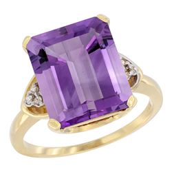 Natural 5.44 ctw amethyst & Diamond Engagement Ring 10K Yellow Gold - REF-32G2M