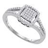 Image 1 : 0.25 CTW Diamond Square Cluster Split-shank Ring 10KT White Gold - REF-25K4W