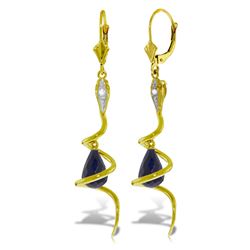 Genuine 6.66 ctw Sapphire & Diamond Earrings Jewelry 14KT Yellow Gold - REF-104P3H