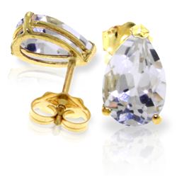 Genuine 3.15 ctw White Topaz Earrings Jewelry 14KT Yellow Gold - REF-21N2R