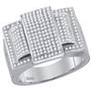 Image 1 : 0.75 CTW Mens Diamond Rectangle Cluster Ring 10KT White Gold - REF-71X9Y