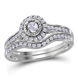 0.33 CTW Diamond Halo Bridal Engagement Ring 10KT White Gold - REF-40K4W