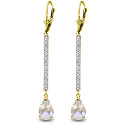 Genuine 3.6 ctw White Topaz & Diamond Earrings Jewelry 14KT Yellow Gold - REF-60T4A