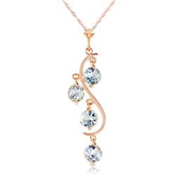 Genuine 2.25 ctw Aquamarine Necklace Jewelry 14KT Rose Gold - REF-36W8Y