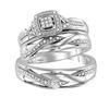 Image 1 : 0.10 CTW His & Hers Diamond Cluster Matching Bridal Ring 10KT White Gold - REF-44W9K
