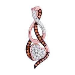 0.15 CTW Red Color Diamond Heart Pendant 10KT Rose Gold - REF-18M2H