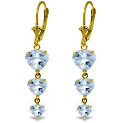 Genuine 6 ctw Aquamarine Earrings Jewelry 14KT Yellow Gold - REF-84F2Z