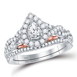 0.99 CTW Diamond Ring 14KT 2Tone Gold - REF-182X2Y