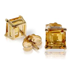 Genuine 1.75 ctw Citrine Earrings Jewelry 14KT Yellow Gold - REF-24Z3N