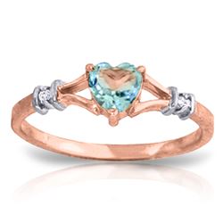 Genuine 0.47 ctw Blue Topaz & Diamond Ring Jewelry 14KT Rose Gold - REF-27A2K