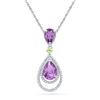 Image 1 : 1.5 CTW Oval Created Amethyst Diamond Teardrop Pendant 10KT White Gold - REF-20N9F
