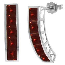 Genuine 4.5 ctw Garnet Earrings Jewelry 14KT White Gold - REF-38H5X