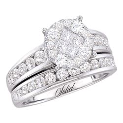 0.50 CTW Diamond Soleil Cluster Bridal Engagement Ring 14KT White Gold - REF-86F2N