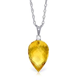 Genuine 9.55 ctw Citrine & Diamond Necklace Jewelry 14KT White Gold - REF-25M3T